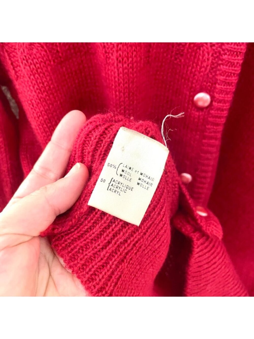 Rodier Paris Vintage Red Cardigan Size M Wool Blend - Picture 5 of 8